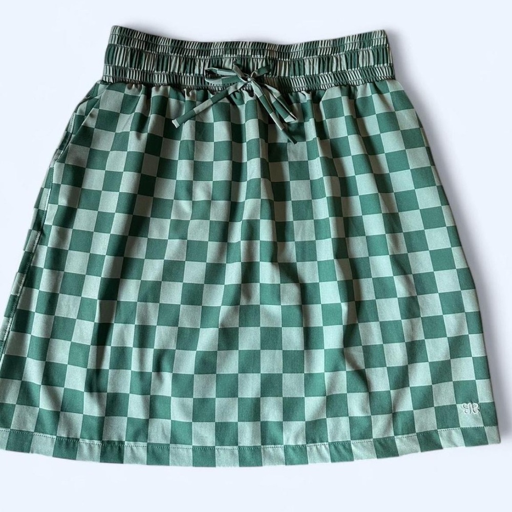 Albion Green Checkered A-Line Skirt